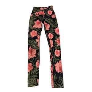 Beyond Yoga XS Floral High Rise Leggings Pink Green Made USA